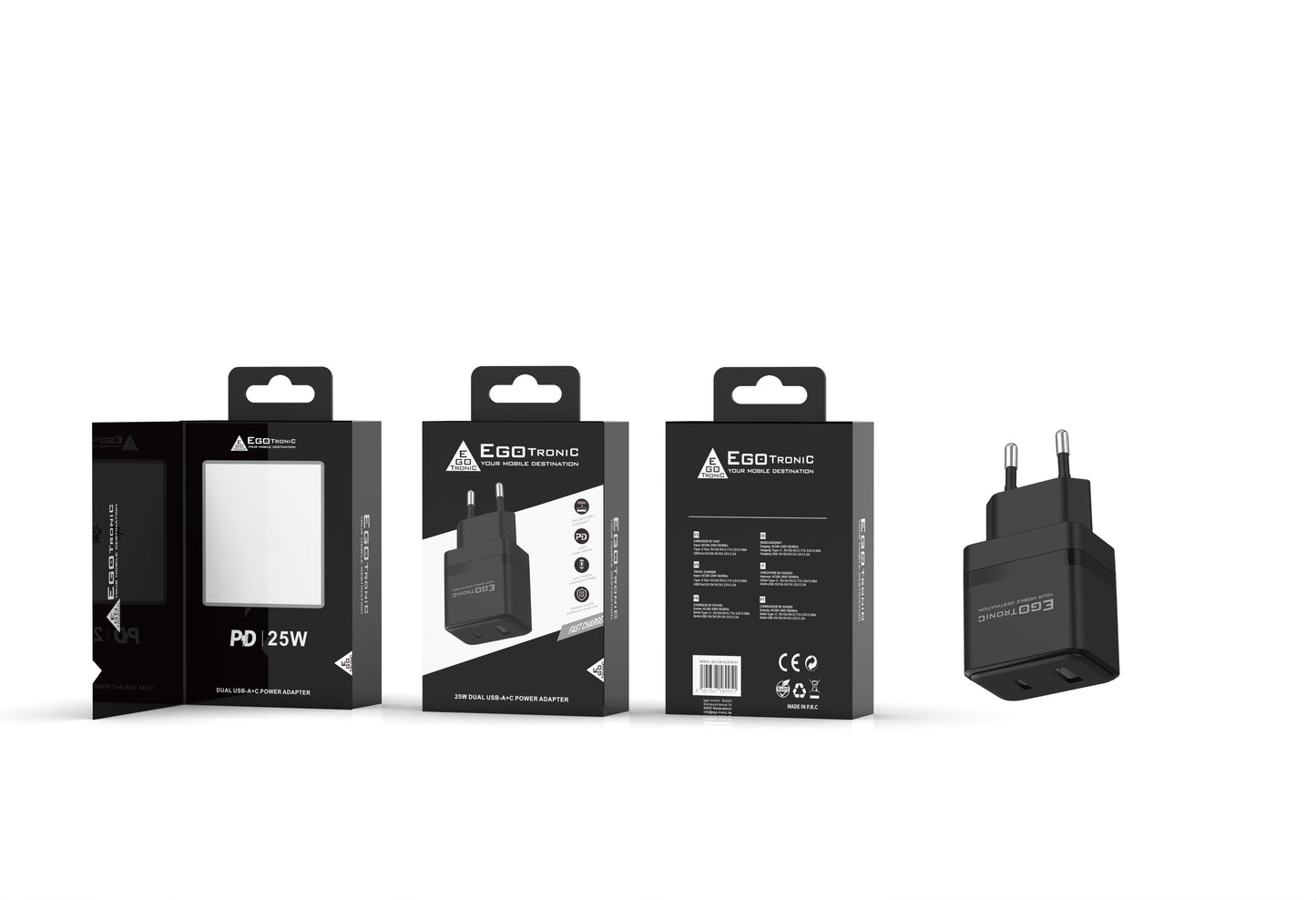ego-tronic 25W Dual USB-C + USB-A Ladegerät