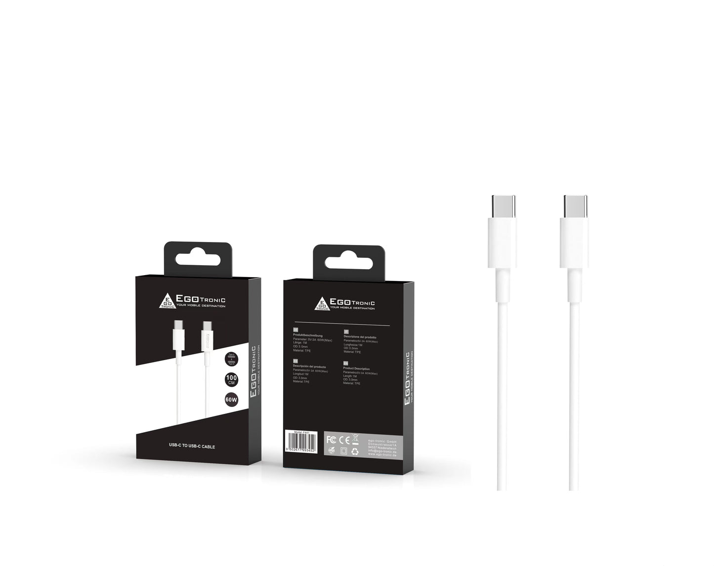 ego-tronic USB-C / USB-C Ladekabel 100cm
