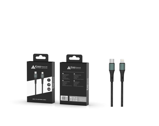 ego-tronic USB-C / Lightning Ladekabel 150cm geflochten