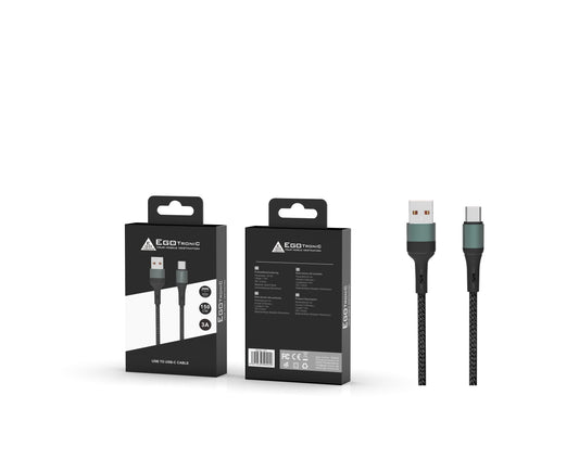 ego-tronic USB-A / USB-C Ladekabel 150cm geflochten