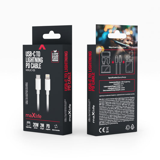 maXlife USB-C auf Lightning Ladekabel 200cm