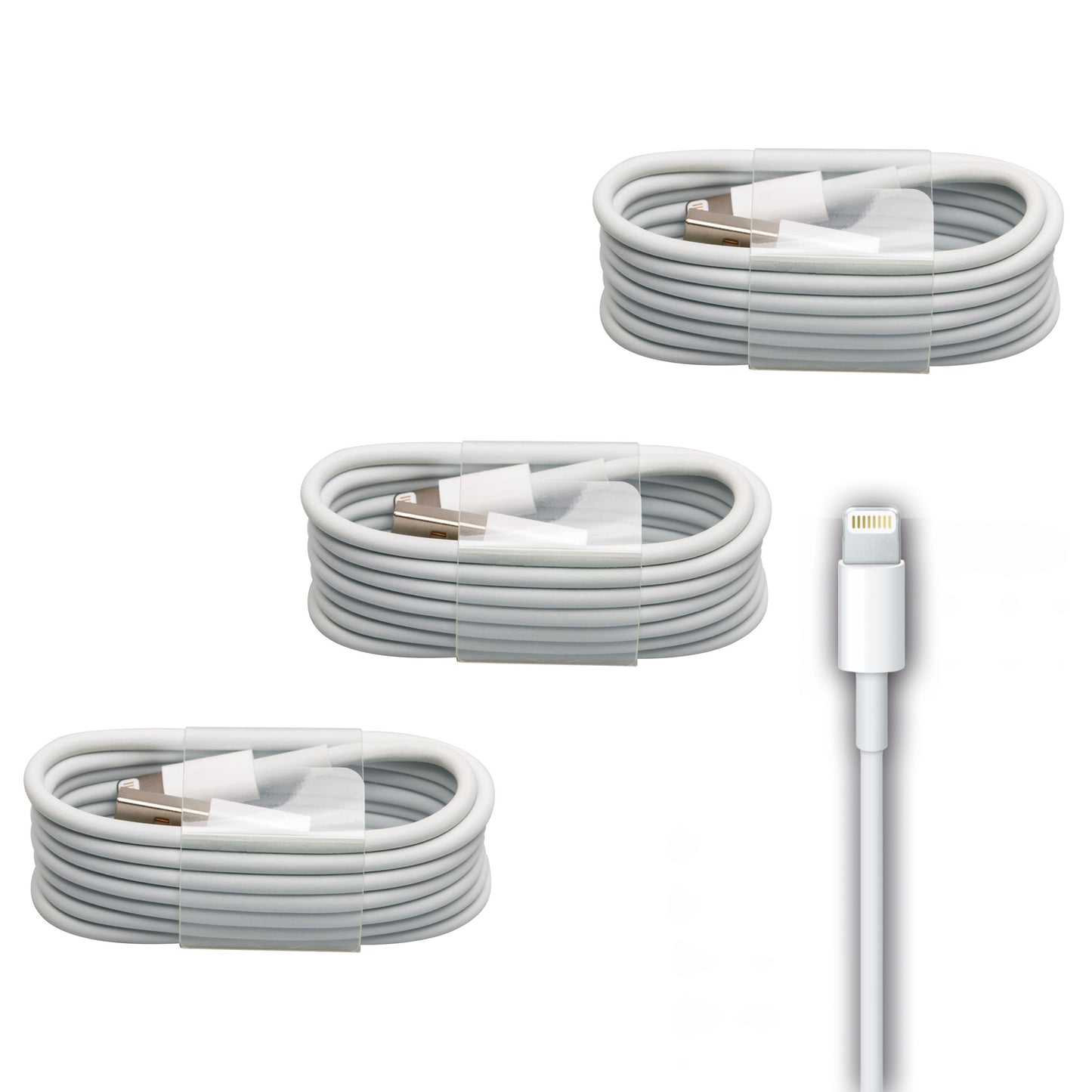 3x USB-A / Lightning iPhone Ladekabel weiß 1m