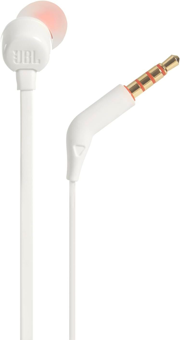 JBL Tune 110 In-Ear Kopfhörer mit Mikrofon – Pure Bass Sound, Schwarz/Weiß, 1er