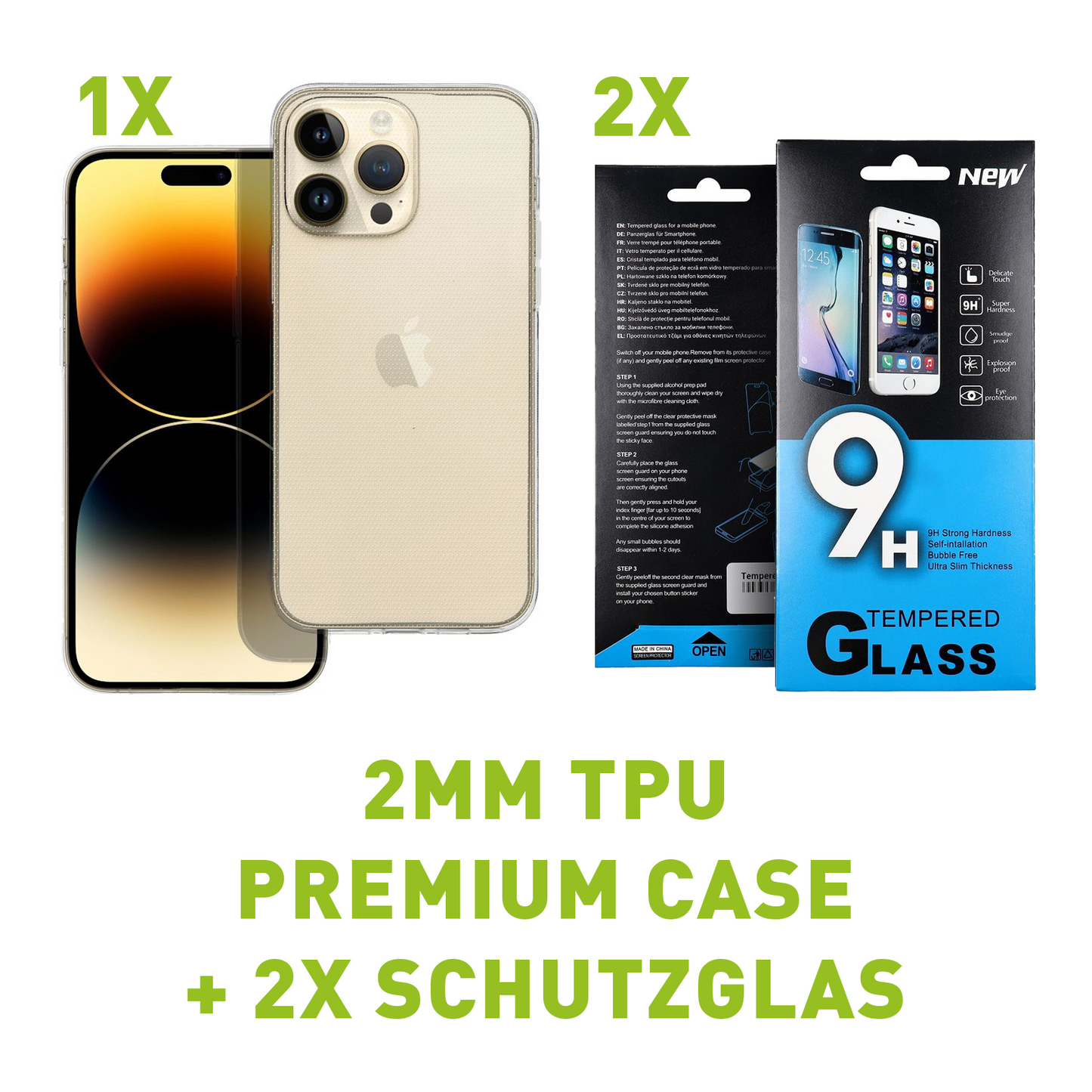 ✅ Set: Hülle + 2X Schutzglas für Samsung Galaxy A55 5G - Case + 9H Panzerfolie