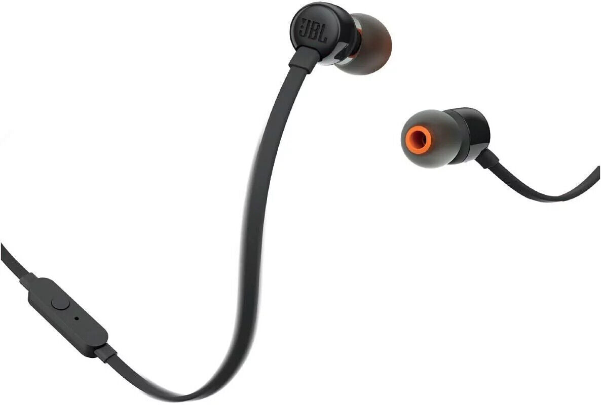 JBL Tune 110 In-Ear Kopfhörer mit Mikrofon – Pure Bass Sound, Schwarz/Weiß, 1er