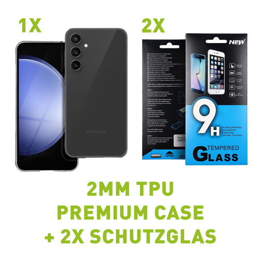 Set: Hülle + 2X Schutzglas für Samsung Galaxy - Case + 9H Panzerfolie