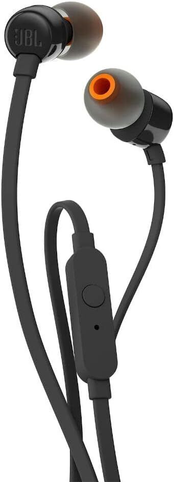 JBL Tune 110 In-Ear Kopfhörer mit Mikrofon – Pure Bass Sound, Schwarz/Weiß, 1er