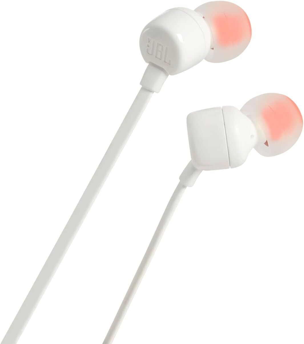 JBL Tune 110 In-Ear Kopfhörer mit Mikrofon – Pure Bass Sound, Schwarz/Weiß, 1er