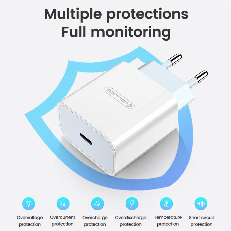 20W Ladegerät Netzteil + USB-C auf USB-C Kabel, Schnellladung für Apple/Samsung