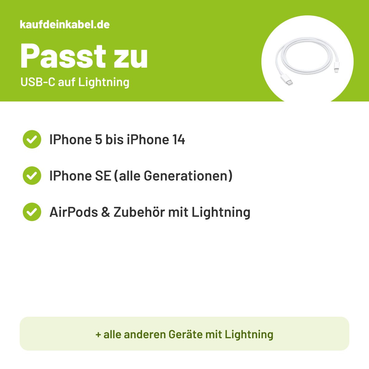 USB-C auf Lightning – Passt zu