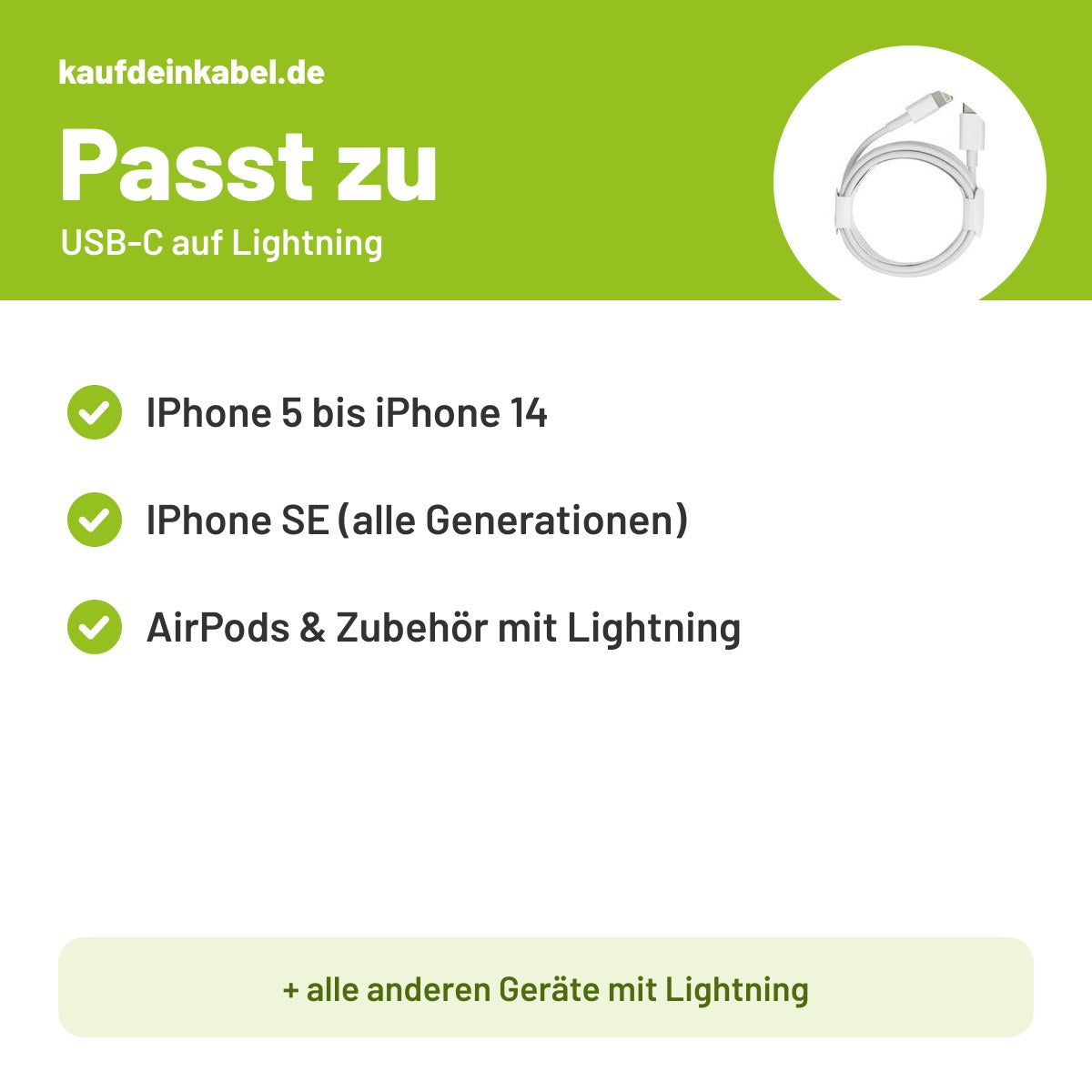 USB-C auf Lightning – Passt zu
