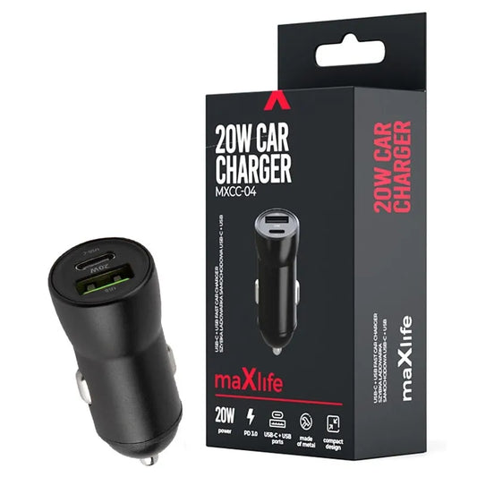 Maxlife 20W USB & USB-C KFZ-Ladegerät MXCC-04